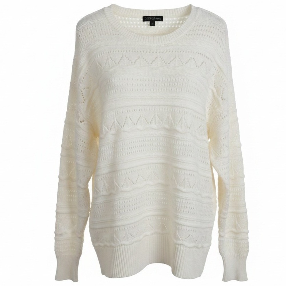 Design 365 Plus Size NWT 90's Vibe Oversized white pointelle sweater 1X
